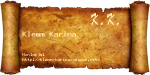 Klemm Karina névjegykártya